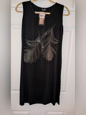Shiny Tank Dress Midi One Size Assorted Design Embellishment Black